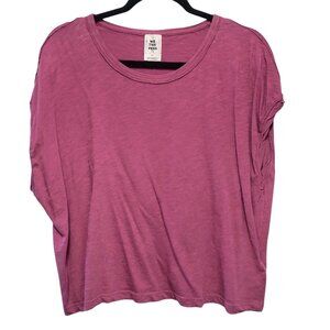 We The Free Solid Pink Scoop-Neck Dolman Short-Sleeve Boxy Top Small